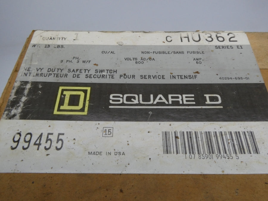 SQUARE D CHU362 SER. E1  600VAC 60A NSFS