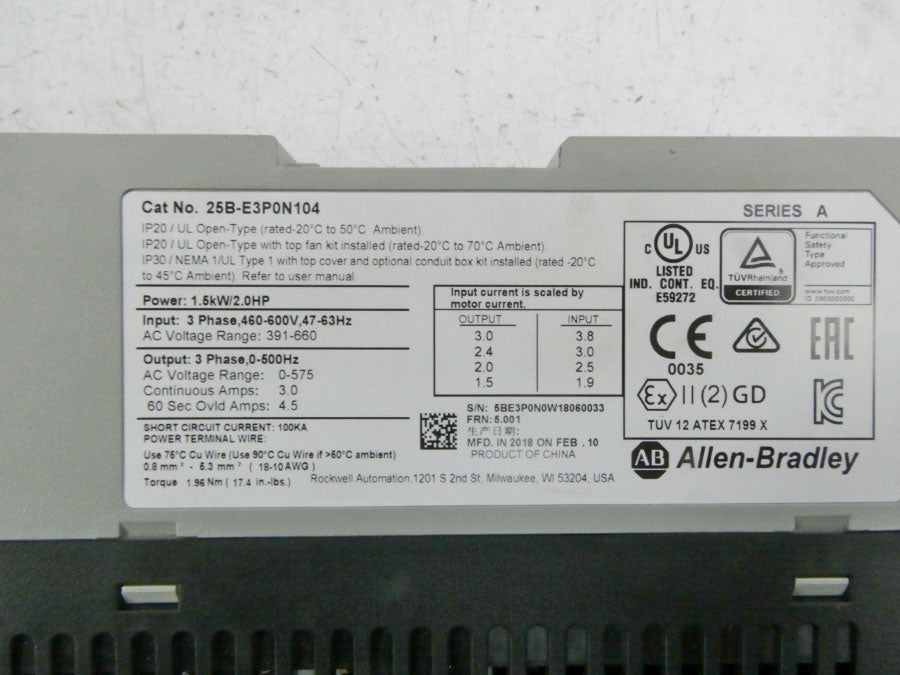 INDUSTRIAL SPARE PART 25B-E3P0N104 SER. A F/W 5.001 391-660VAC 3.8A NSNP