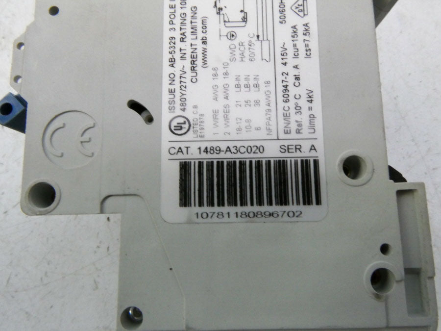 INDUSTRIAL SPARE PART 1489-A3C020 SER. A 277V 2A NSNP