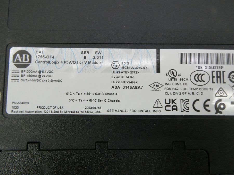 INDUSTRIAL SPARE PART 1756-OF4 SER. B F/W 2.011 24VDC NSNP