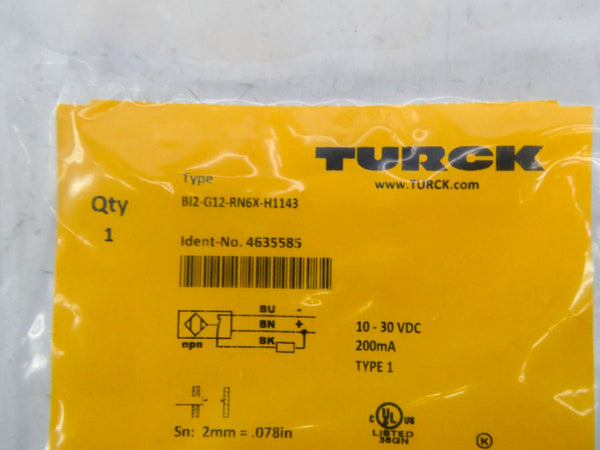 TURCK BI2-G12-RN6X-H1143 4635585 10-30VDC NSMP