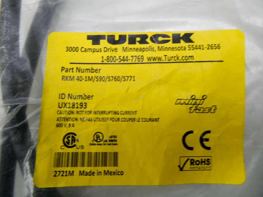 TURCK RKM40-1M/S90/S760/S771 UX18193 600V 9A NSMP
