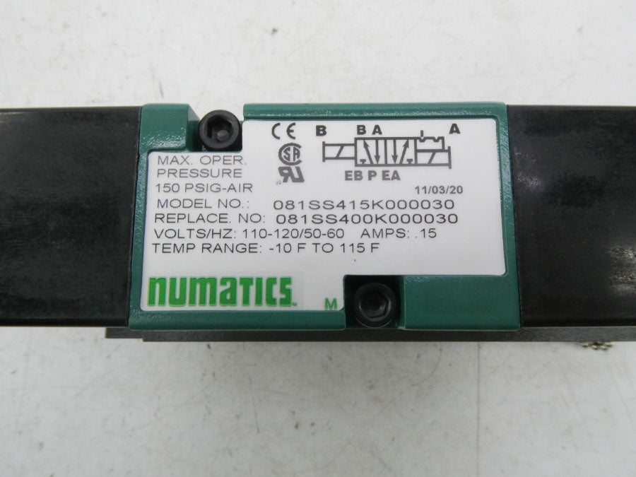 NUMATICS 081SS415K000030 110-120V .15A 150PSI NSNP