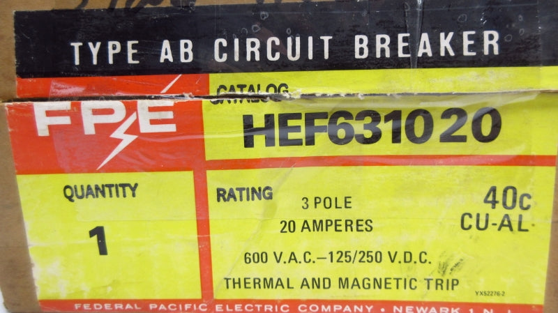 FPE HEF631020 600VAC 20A NSMP