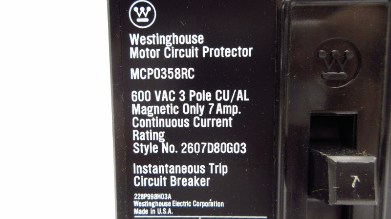 WESTINGHOUSE MCP0358RC 600VAC 7A NSMP