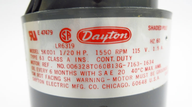 DAYTON 5K001 115V 1.5A 5/16" NSMP