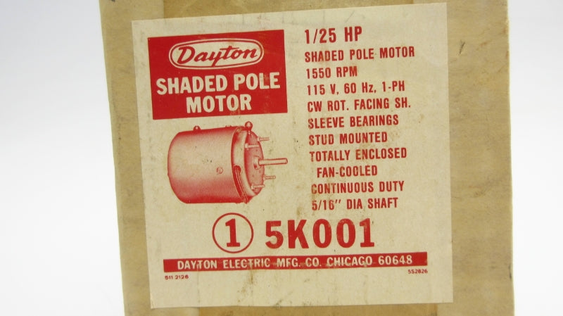 DAYTON 5K001 115V 1.5A 5/16" NSFS