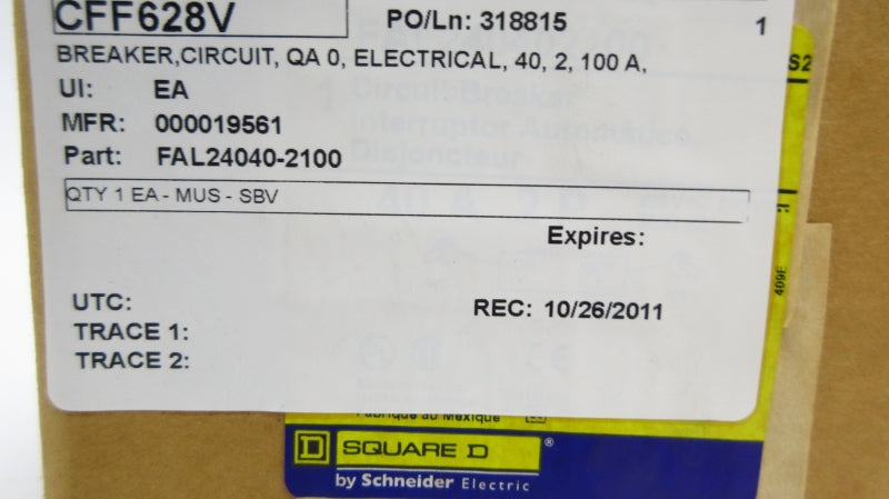 SQUARE D FAL240402100 480V 40A NSFS