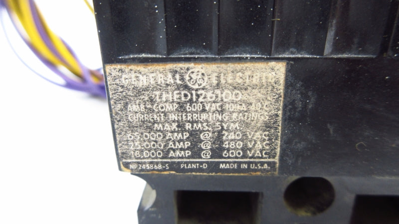 GENERAL ELECTRIC THED126100 600VAC 100A UNMP