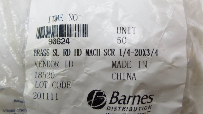 BARNES SCR1/4-20X3/4 NSMP