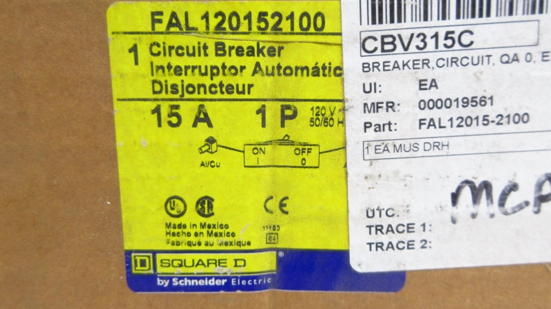 SQUARE D FAL120152100 120V 15A NSFS