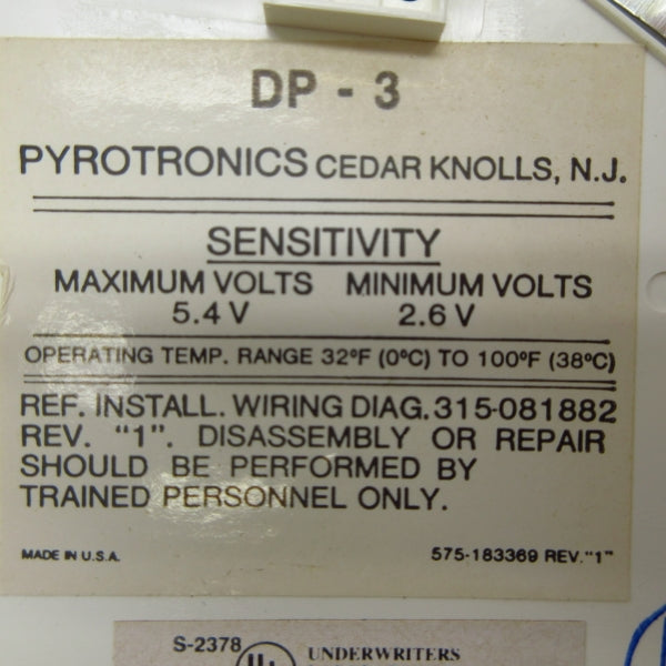PYROTRONICS DP-3 2.6/5.4V NSNP