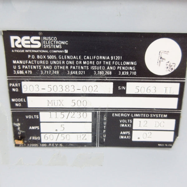 RUSCO ELECTRONIC SYSTEMS 903-50383-002 115/230V 0.5A NSNP