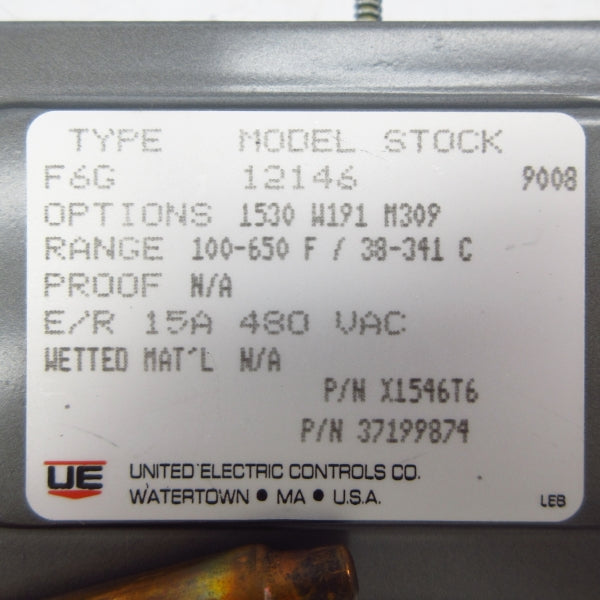 UNITED ELECTRIC CONTROLS F6G12146 480VAC 15A NSNP