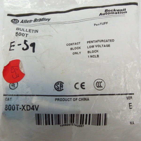 ALLEN BRADLEY 800T-XD4V SER. E NSMP