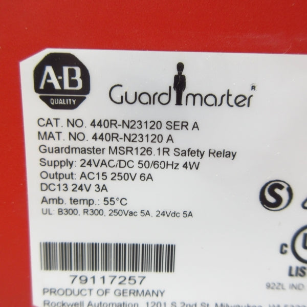 ALLEN BRADLEY 440R-N23120 SER. A 24VAC/DC 3A (WH) NSMP