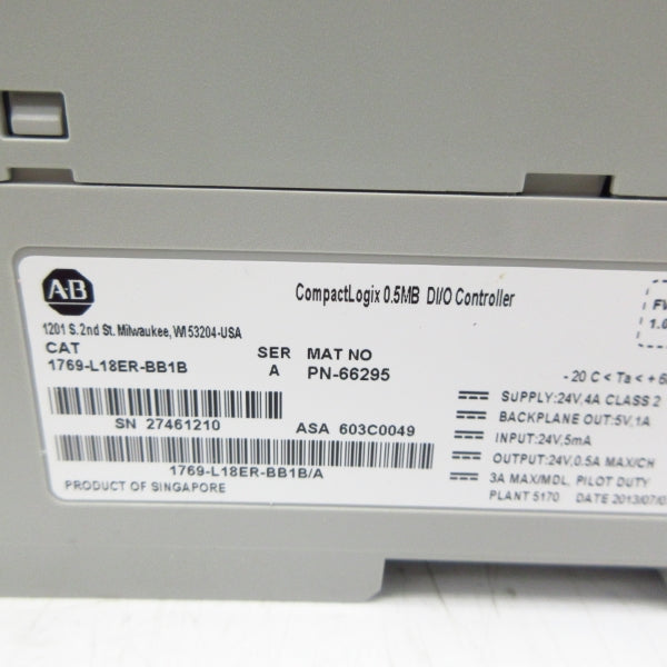 ALLEN BRADLEY 1769-L18ER-BB1B SER. A F/W 1.003 24V 4A NSMP