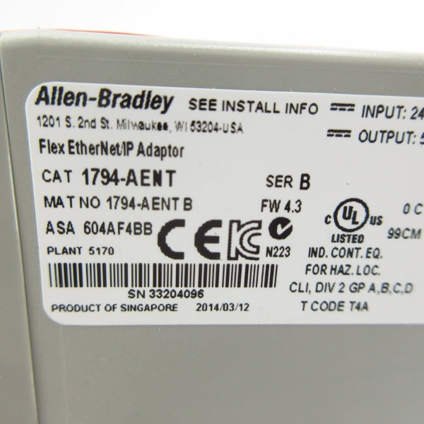 ALLEN BRADLEY 1794-AENT SER. B F/W 4.3 24VDC NSMP