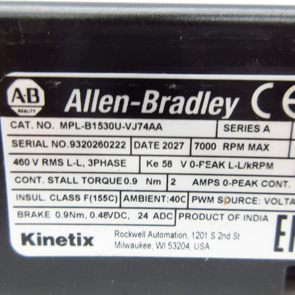 ALLEN BRADLEY MPL-B1530U-VJ74AA SER. A 460V 2A NSMP