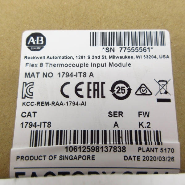 ALLEN BRADLEY 1794-IT8 SER. A F/W K.2 DATE: 2020 NSFS