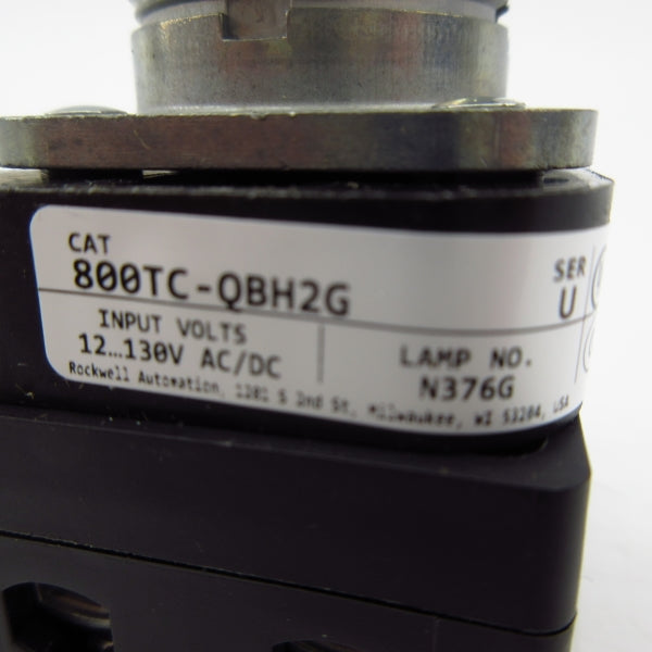 ALLEN BRADLEY 800TC-QBH2G SER. U 12-130VAC/DC (WH) NSMP