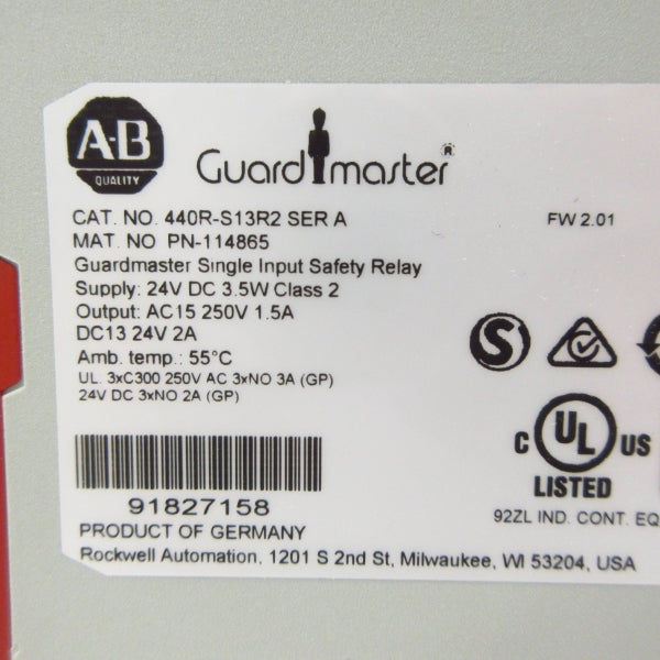 ALLEN BRADLEY 440R-S13R2 SER. A 24VDC (WH) NSMP