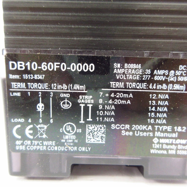 WATLOW DB10-60F0-0000 277-600VAC 35A NSMP