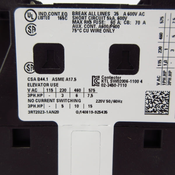 SIEMENS 3RT2023-1AN20 220V 35A NSMP