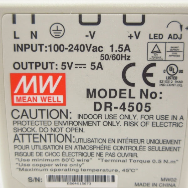 MEAN WELL DR-4505 100-240VAC 1.5A NSNP