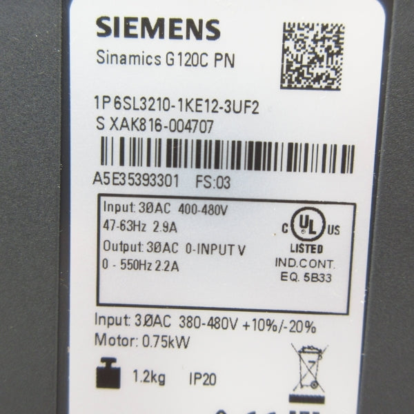 SIEMENS 6SL3210-1KE12-3UF2 400-480V 2.9A NSMP