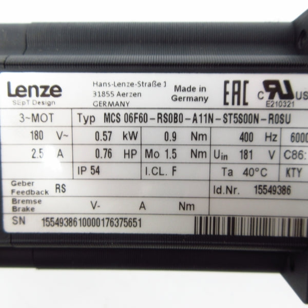 LENZE MCS06F60-RS0B0-A11N-ST5S00N-R0SU 180V 2.5A NSMP