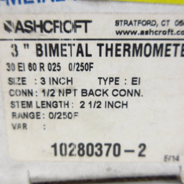 ASHCROFT 30EI60R0250/250F 3" NSMP
