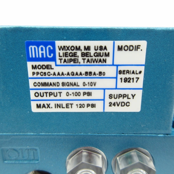 MAC PPC5C-AAA-AGAA-BBA-B0 24VDC 200PSI NSMP