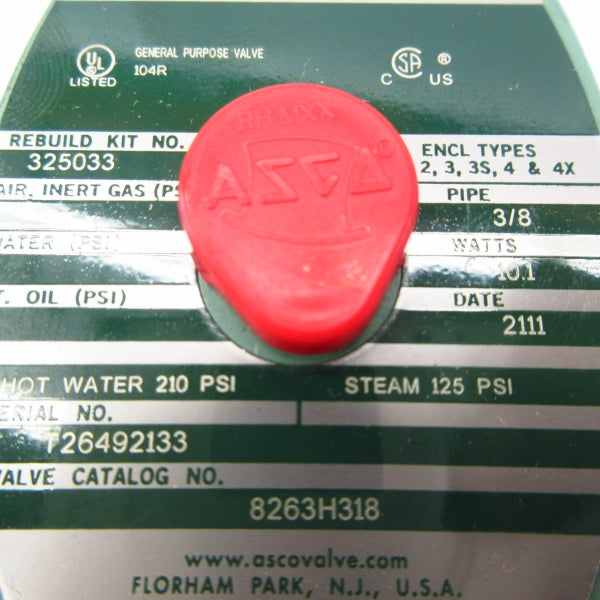 ASCO 8263H318 110/120V 210PSI 3/8" NSMP