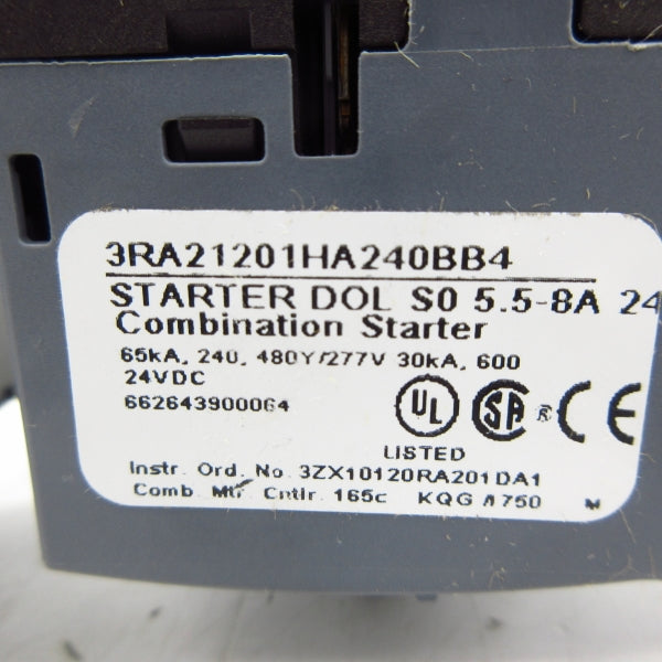 SIEMENS 3RA21201HA240BB4 24VDC 5.5-8A NSMP