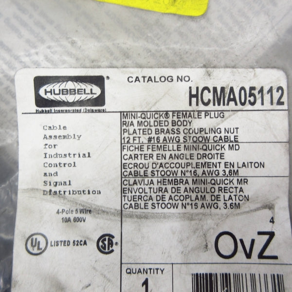 HUBBELL HCMA05112 600V 10A NSMP