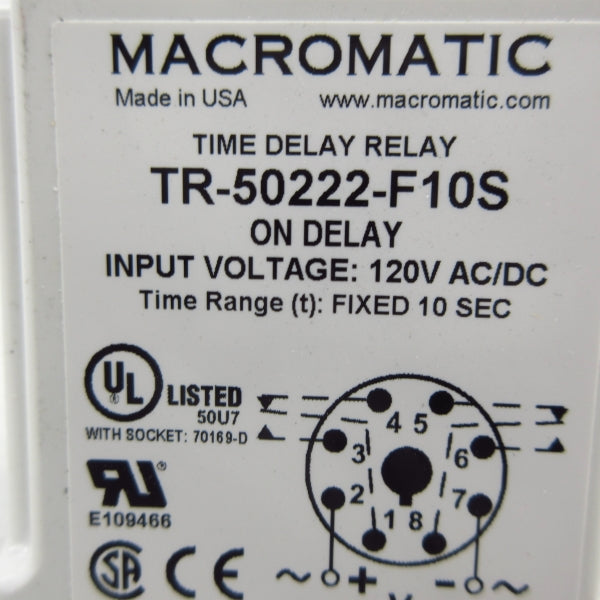 MACROMATIC TR-50222-F10S 120VAC/DC 10S NSMP