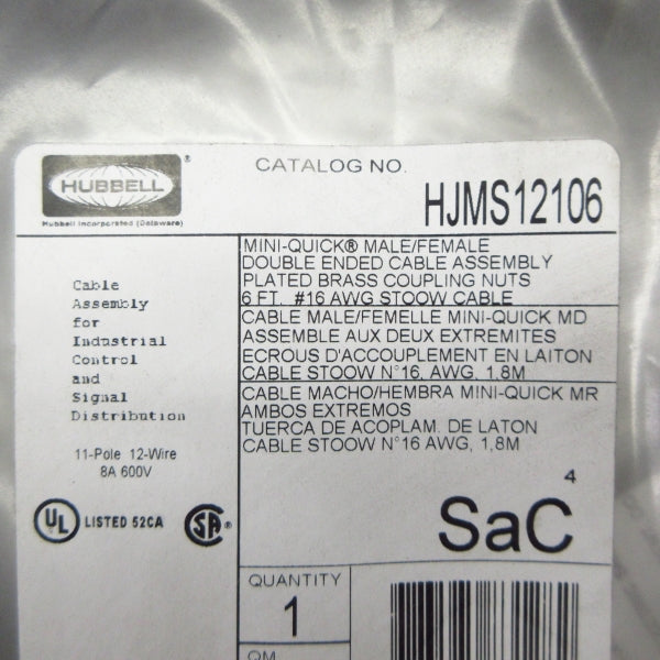 HUBBELL HJMS12106 600V 8A NSMP