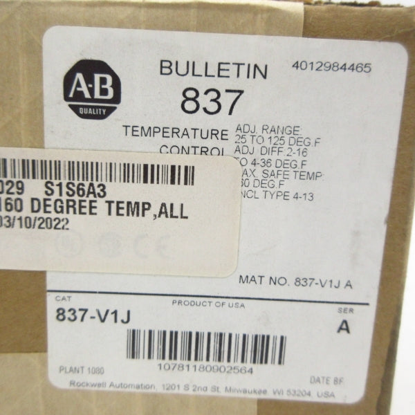 ALLEN BRADLEY 837-V1J SER. A (BR/WH) NSFS