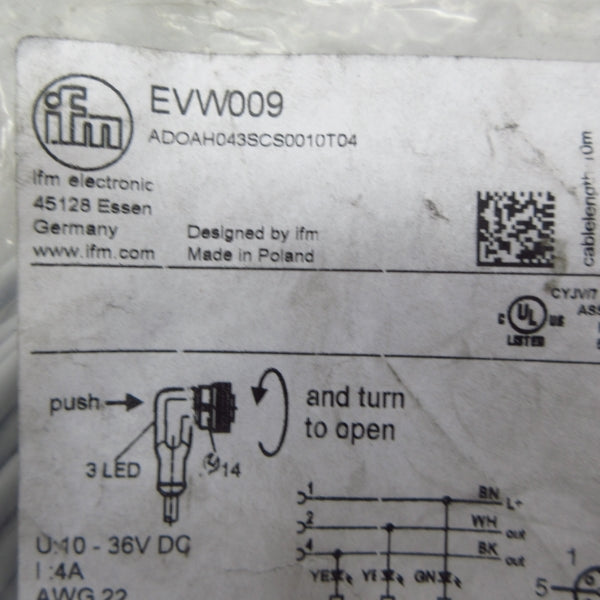 IFM EFECTOR EVW009 ADOAH043SCS0010T04 10-30VDC 4A NSMP