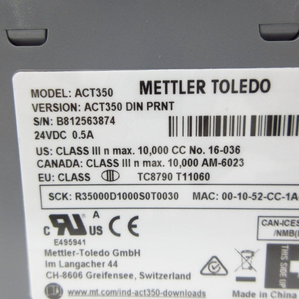 METTLER TOLEDO ACT350 30076689 24VDC 0.5A NSMP