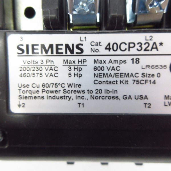 SIEMENS 40CP32AJ 24VAC 18A NSMP