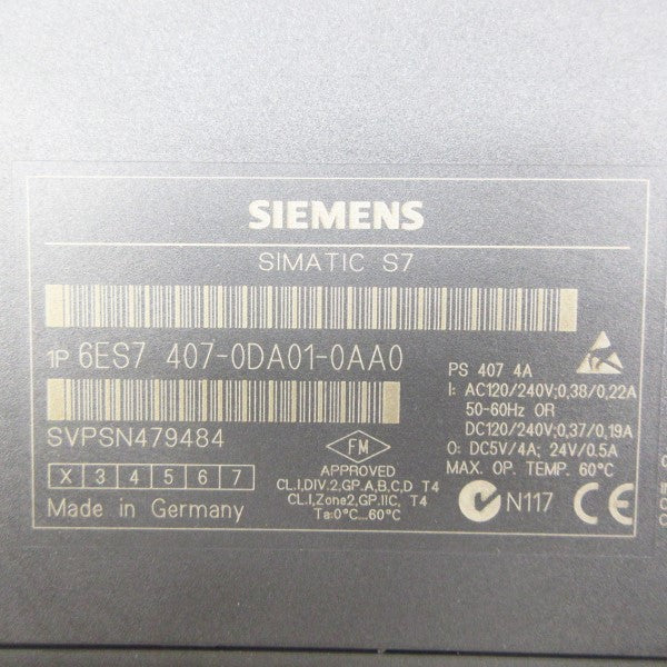SIEMENS 6ES7407-0DA01-0AA0 120/240VAC 0.22/0.38A NSMP