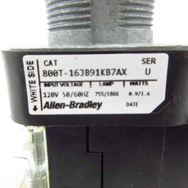 ALLEN BRADLEY 800T-16JB91KB7AX SER. U 120V (WH) NSMP