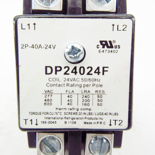 INTERNATIOINAL REFRIGERATION DP24024F 24VAC 40A NSNP