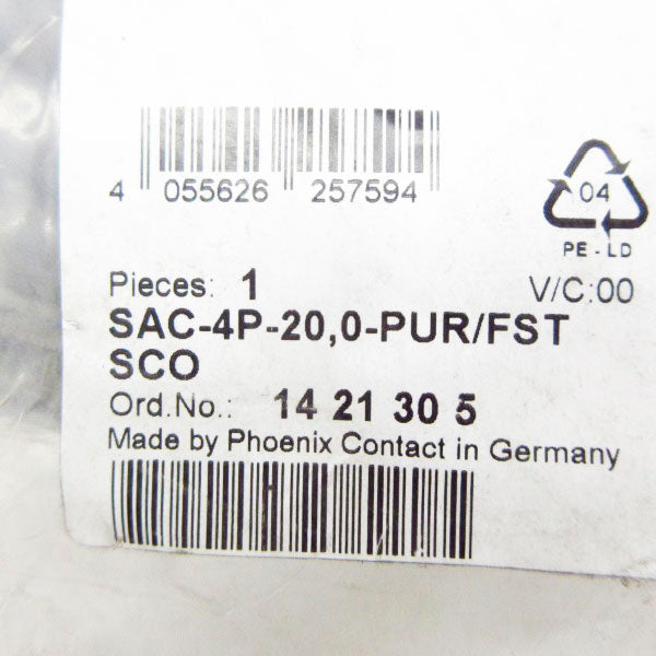 PHOENIX CONTACT SAC-4P-20.0-PUR/FSTSCO 1421305 NSMP