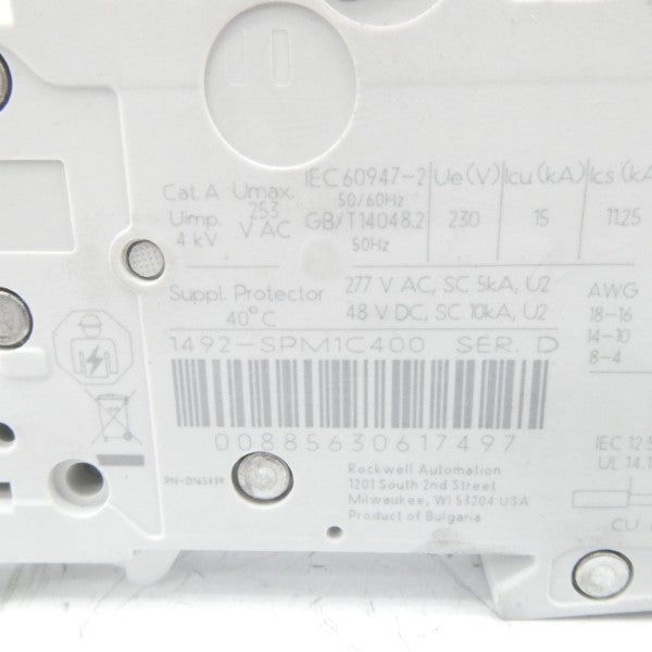 ALLEN BRADLEY 1492-SPM1C400 SER. D 277VAC 40A NSMP
