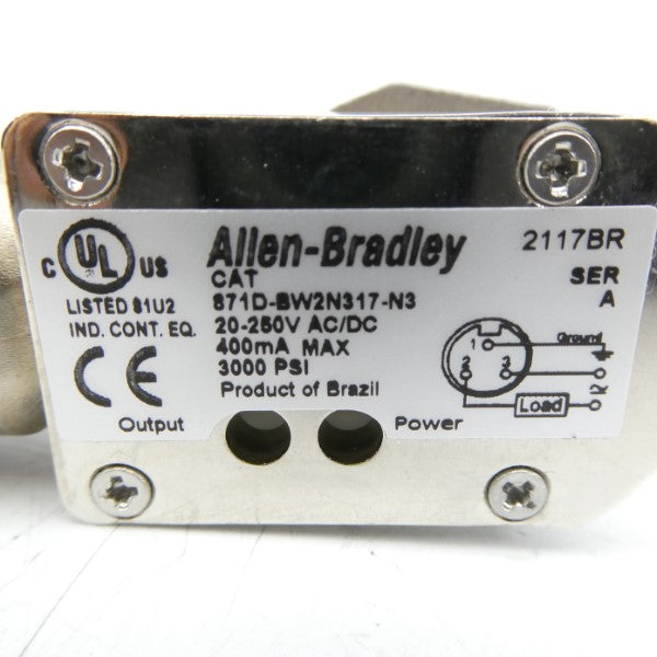 ALLEN BRADLEY 871D-BW2N317-N3 SER. A 20-250VAC/DC 3000PSI (WH) NSMP