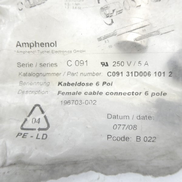 AMPHENOL C09131D0061012 250V 5A NSMP