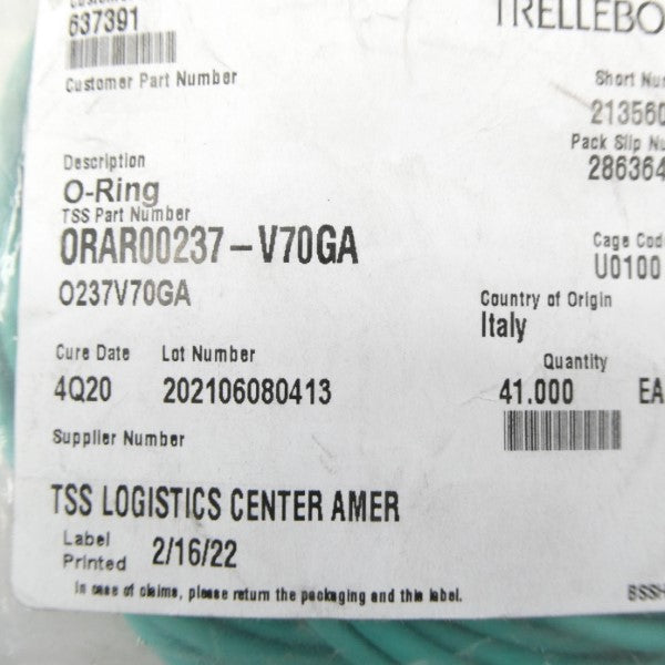 TRELLEBORG ORAR00237-V70GA (PKG OF 41) NSMP